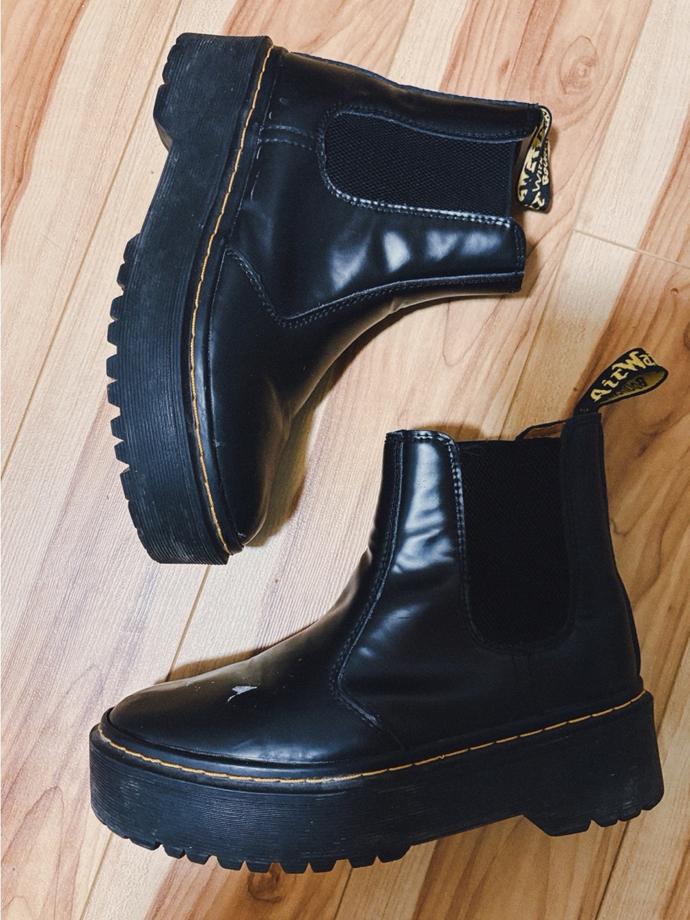 Black Platform Chelsea Boots - Dr. Martens Style